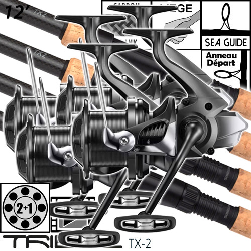 Ensemble Shimano Tribal TX-2A Carp Intensity Full Cork 12' 3.5lbs Aerlex XTC 14000 (les 4)