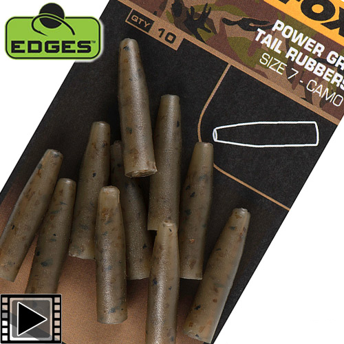 Tétine Fox Edges Camo Powergrip Tail Rubbers T.7 (par 10)