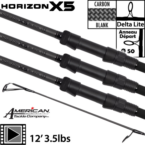 Canne Fox Horizon X5 Black 50mm 12' 3.5lbs (les 3)