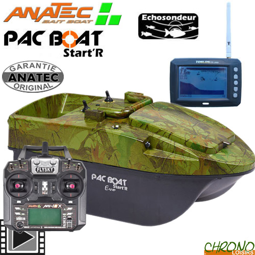 Anatec Bateau Amorceur Pacboat Start'R Black + Télécommande DE