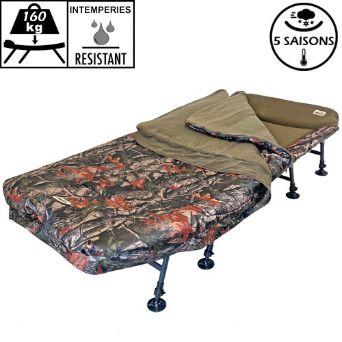 Bed Chair Carp Design Camo Line XL 8 pieds 5 Saisons 