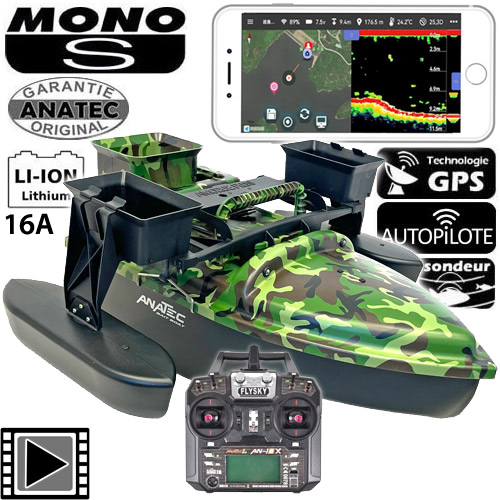 Anatec Monocoque S Forest Lithium 16A AN-i6X Bait Boat Autopilot Fishing Robot + Amorce Plus