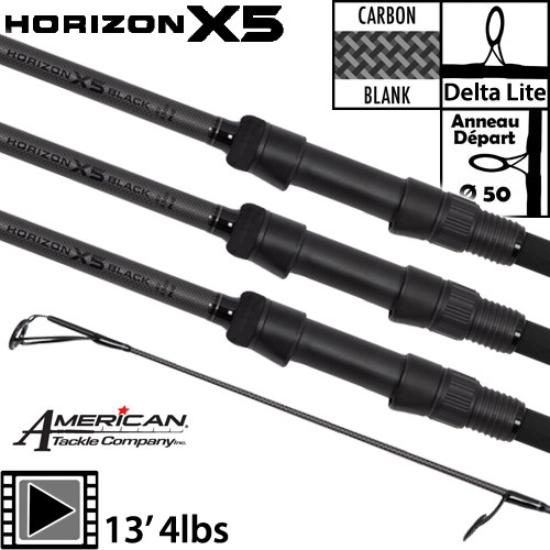 Fox Horizon X5 Black 50mm 13' 4lbs Rod (x3)