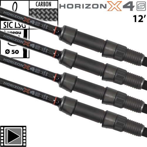 Fox Horizon X4 S 12' 4lbs Full Slim Shrink Rod (x4) | Chronocarp